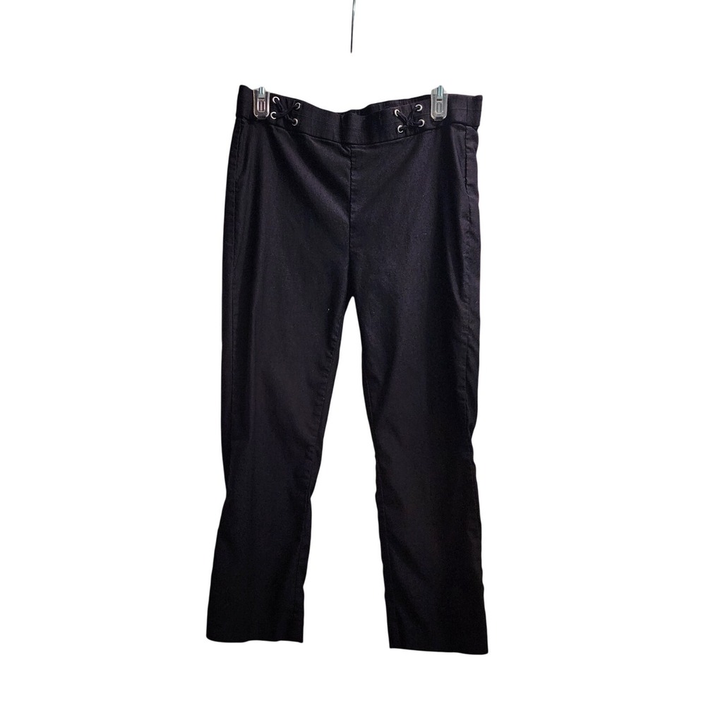 Rafaella Cropped Pants Eyelet Detail Stretch Black‎ Trousers Size 10